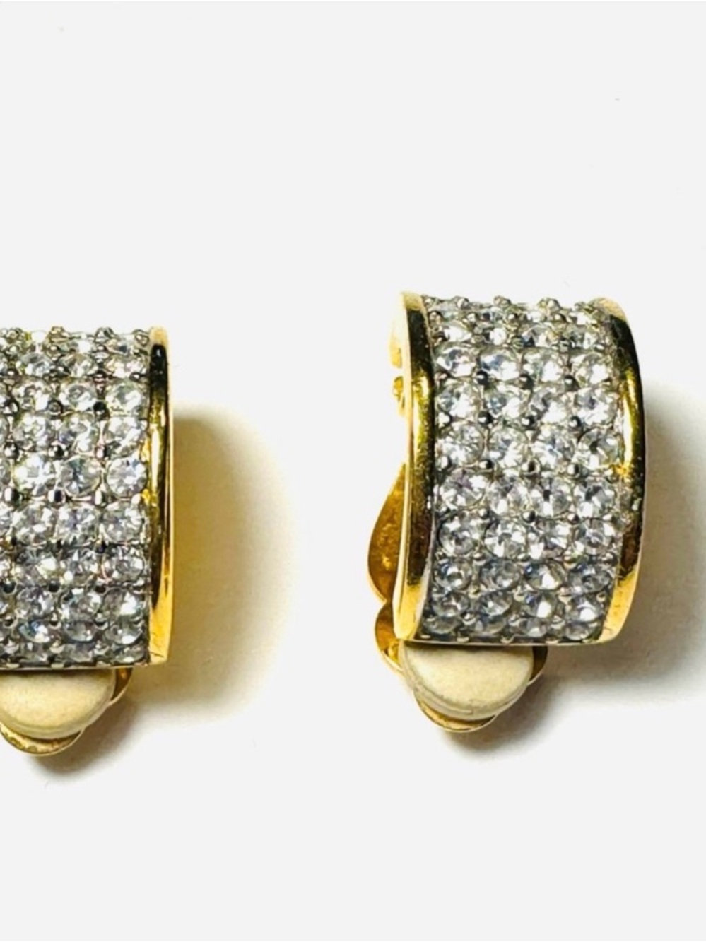 Vintage Givenchy Gold-Tone Pave Crystal Clip-On Earrings - Paris